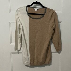 Liz Claiborne Tan and Cream Colorblock Top